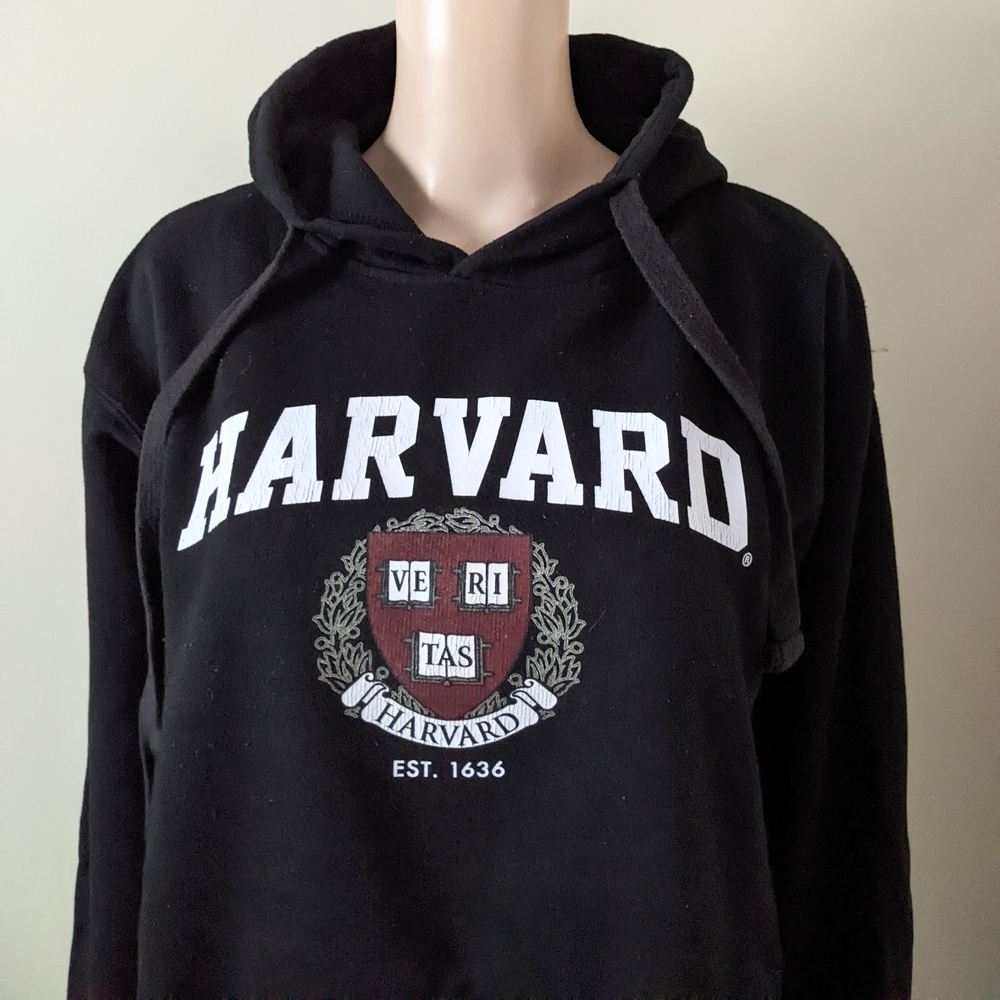 Harvard University License Black Hoodie, Size Medium